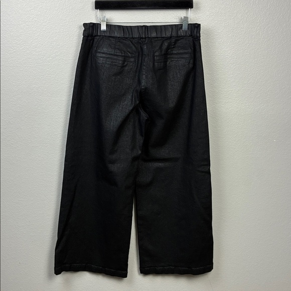 American Eagle Jeans Wide Leg High Rise Black Coated Trouser Pants 10 - Picture 4 of 8